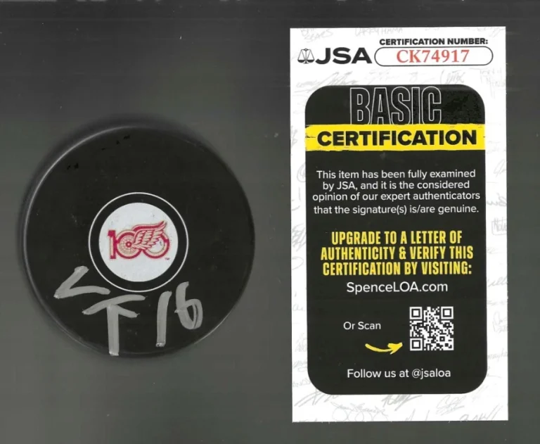 Vladimir Konstantinov Signed Detroit Red Wings Centennial 100th Puck JSA COA
