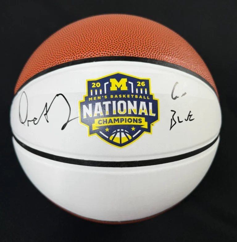 Dusty May Signed Inscribed Michigan Wolverines Natty Champion Basketball JSA COA