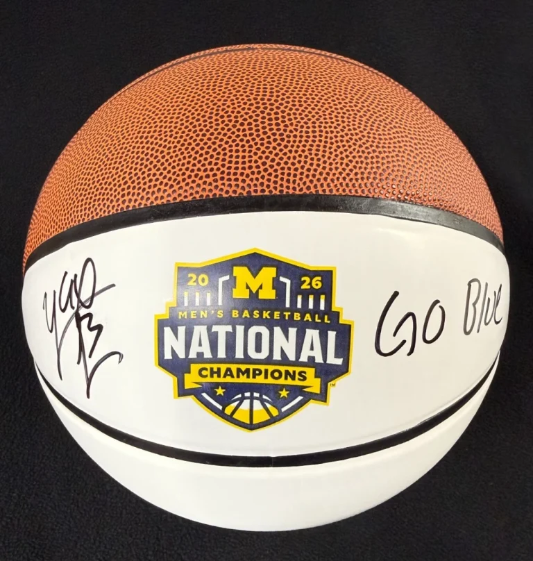 Yaxel Lendeborg Signed Inscribed Michigan Wolverines Natty Champs Basketball JSA