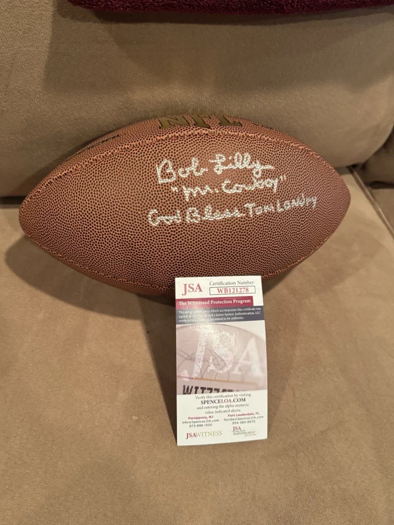 Bob Lilly Signed Full Size Football JSA Cowboys Mr Cowboy God Bless Tom Landry