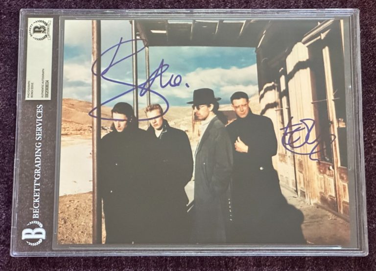 BONO and EDGE Signed U2 8 X 10 PHOTO Beckett Encapsulated (BAS)