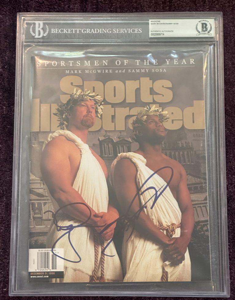 MARK McGWIRE & SAMMY SOSA Signed SPORTS ILLUSTRATED BAS & Encapsulated NO Label