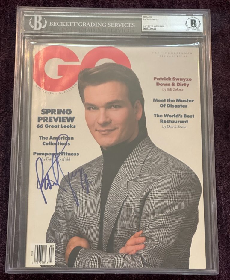PATRICK SWAYZE Signed Feb 1989 GQ Magazine BAS Beckett & Encapsulated NO Label