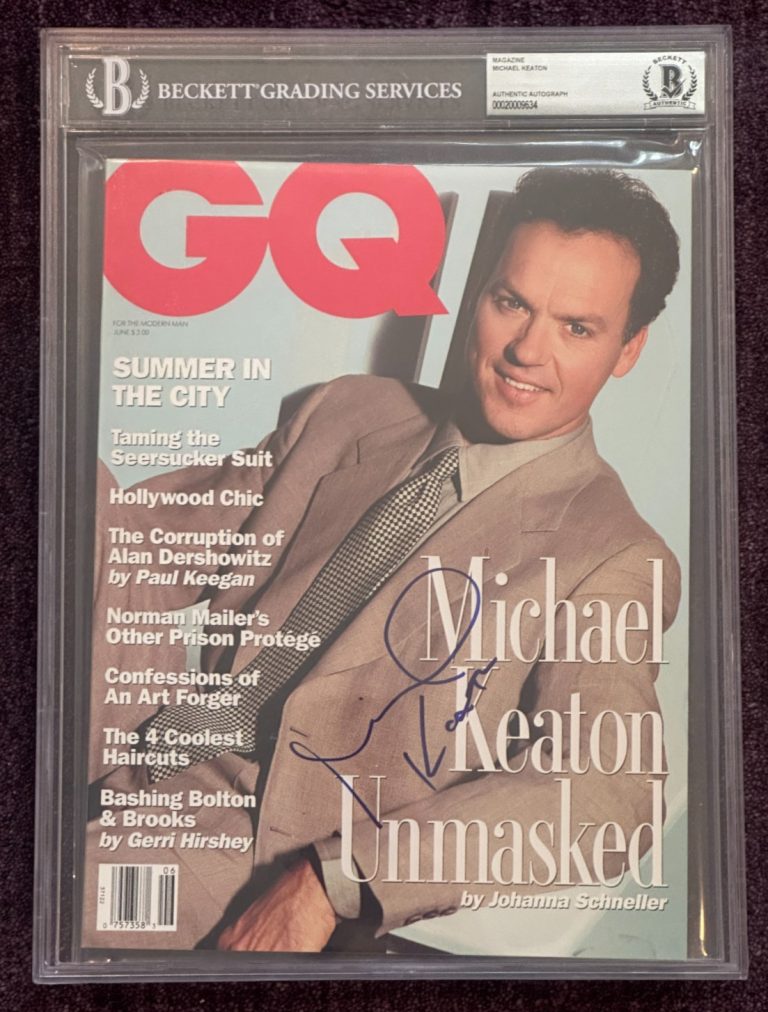MICHAEL KEATON Signed June 1992 GQ Magazine BAS Beckett & Encapsulated NO Label