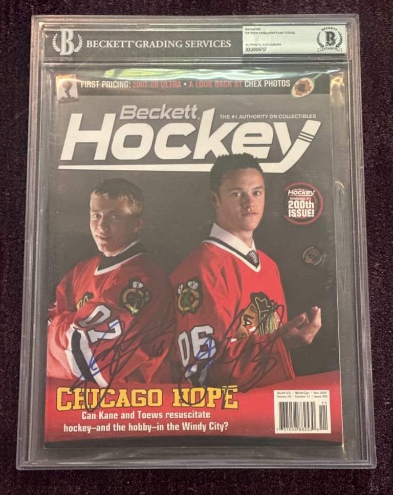 PATRICK KANE JONATHAN TOEWS Signed Beckett Magazine BAS & Encapsulated NO Label