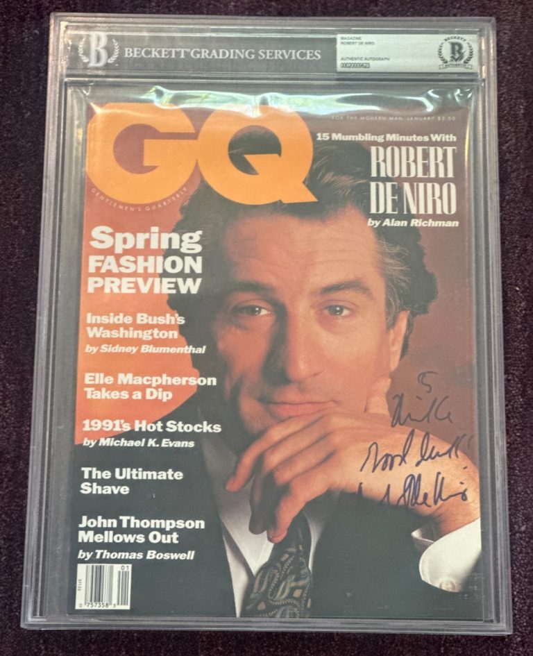 ROBERT DE NIRO Signed Jan 1991 GQ Magazine BAS Beckett & Encapsulated NO Label