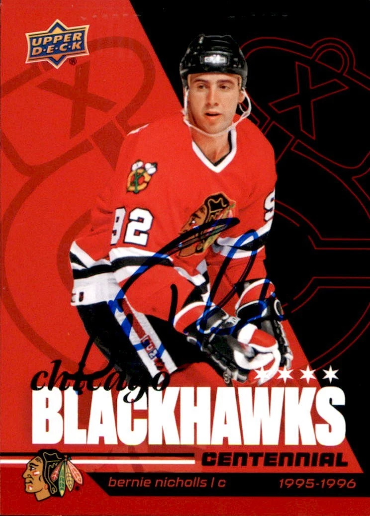 Bernie Nicholls Signed 2025/26 Upper Deck Blackhawks Centennial Red Card #33
