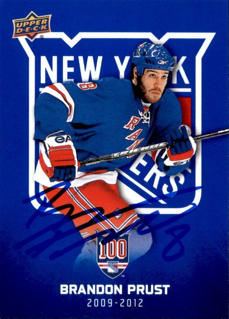 Brandon Prust Signed 2025/26 Upper Deck Rangers Centennial Blue Card #74