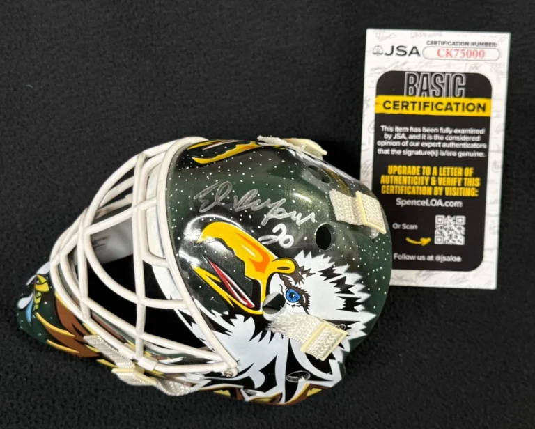 Ed Belfour Signed Dallas Stars Eagle Style Mini Goalie Mask JSA COA
