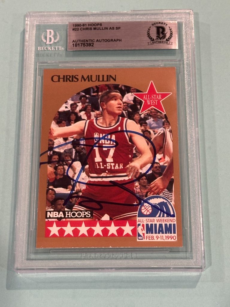 CHRIS MULLIN Signed 1990-91 HOOPS ALL-STAR Card #22 Beckett (BAS)