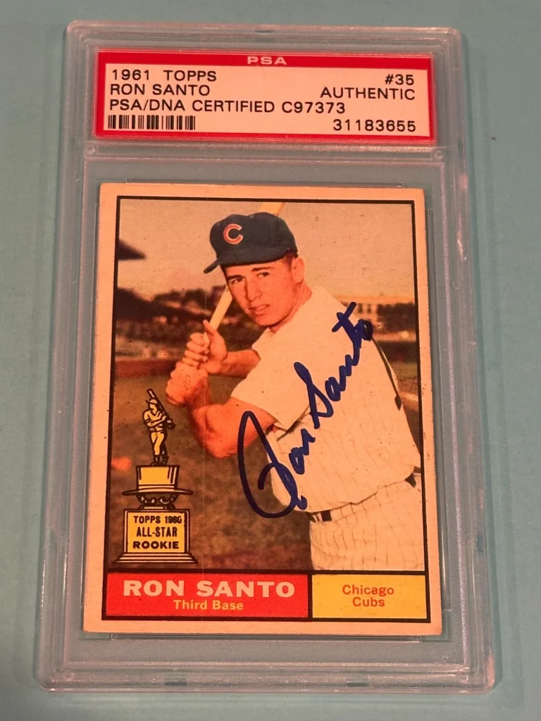 RON SANTO Signed 1961 TOPPS ROOKIE Card #35 PSA RC
