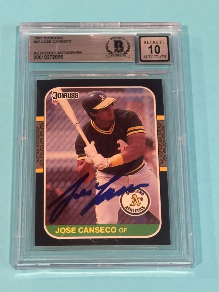 JOSE CANSECO Signed 1987 DONRUSS Card #97 Beckett (BAS) AUTO 10