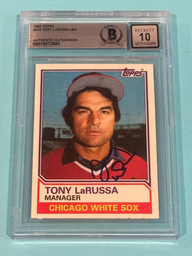 TONY LaRUSSA Signed 1983 TOPPS Card #216 Beckett (BAS) AUTO 10