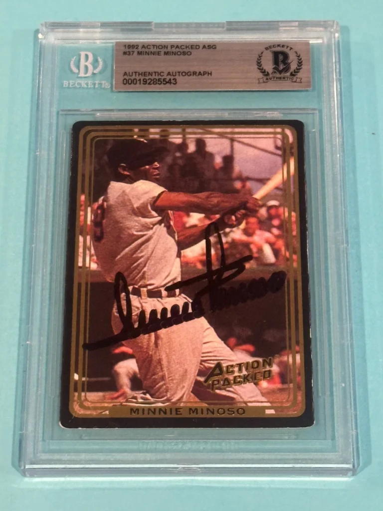 MINNIE MINOSO Signed 1992 ACTION PACKED ASG Card #37 Beckett (BAS)