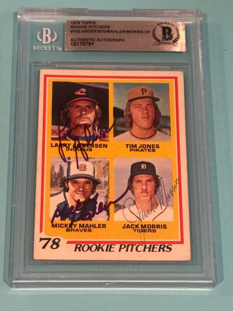 ANDERSEN MAHLER MORRIS Signed 1978 TOPPS ROOKIE Pitchers Card #703 Beckett (BAS)