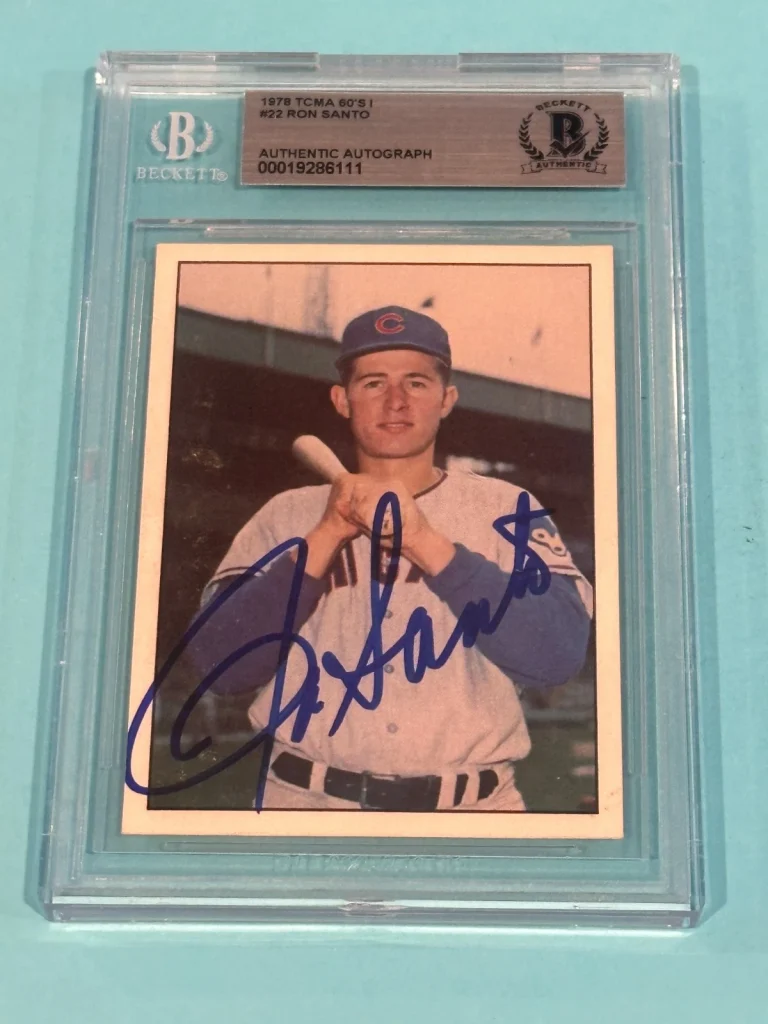 RON SANTO Signed 1978 TCMA 60'S I #22 Card Beckett (BAS)