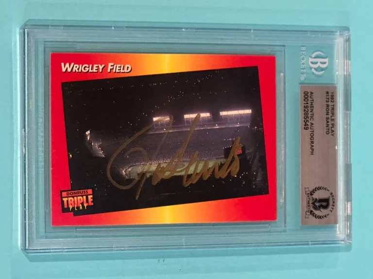 RON SANTO Signed 1992 TRIPLE PLAY Card #173 Beckett (BAS)