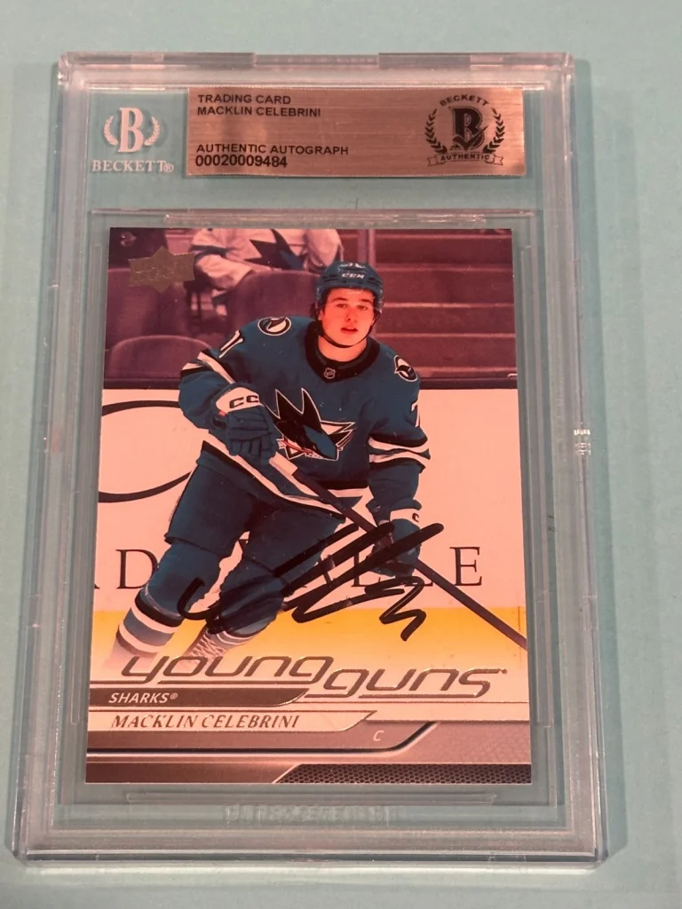 MACKLIN CELEBRINI Signed 2024-25 YOUNG GUNS ROOKIE Card #451 Beckett BAS RC