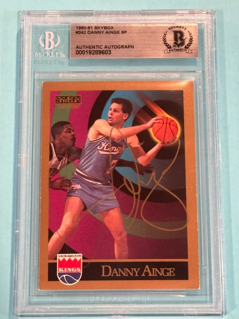 DANNY AINGE Signed 1990-91 SKYBOX Card #242 Beckett (BAS)