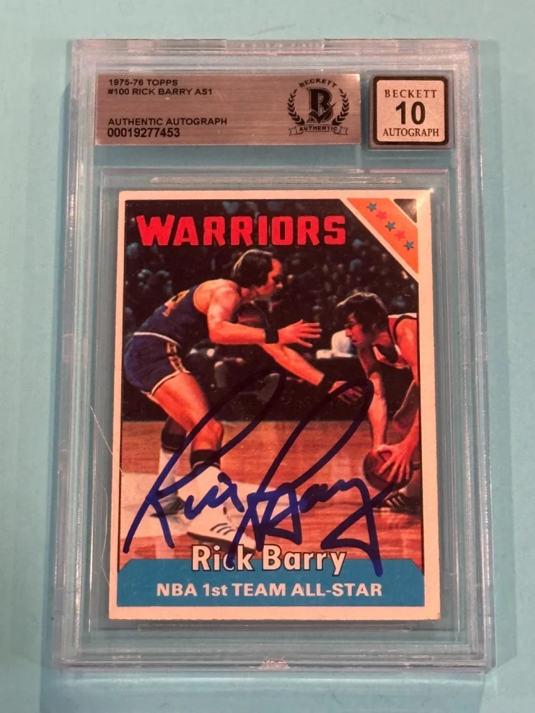 RICK BARRY Signed 1975-76 TOPPS Card #100 Beckett (BAS) AUTO 10