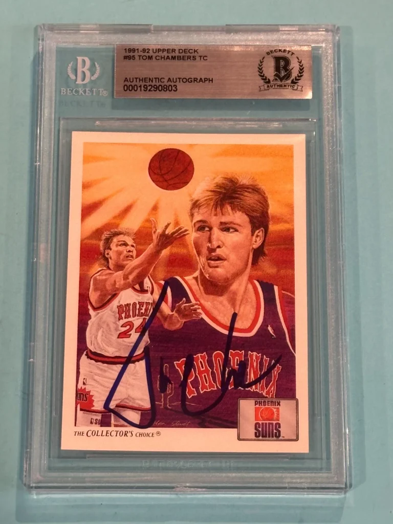 TOM CHAMBERS Signed 1991-92 UPPER DECK Card #95 Beckett (BAS)