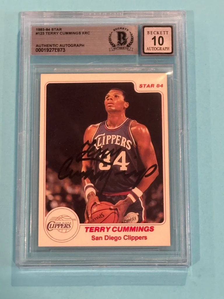 TERRY CUMMINGS Signed 1983-84 STAR Card #123 Beckett (BAS) AUTO 10