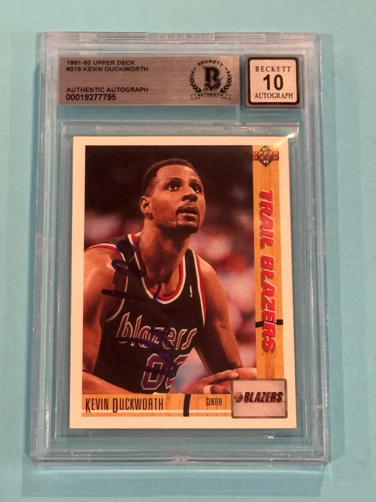 KEVIN DUCKWORTH Signed 1991-92 UPPER DECK  Card #216 Beckett (BAS) AUTO 10