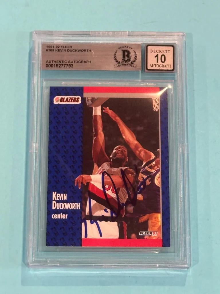 KEVIN DUCKWORTH Signed 1991-92 FLEER Card #169 Beckett (BAS) AUTO 10