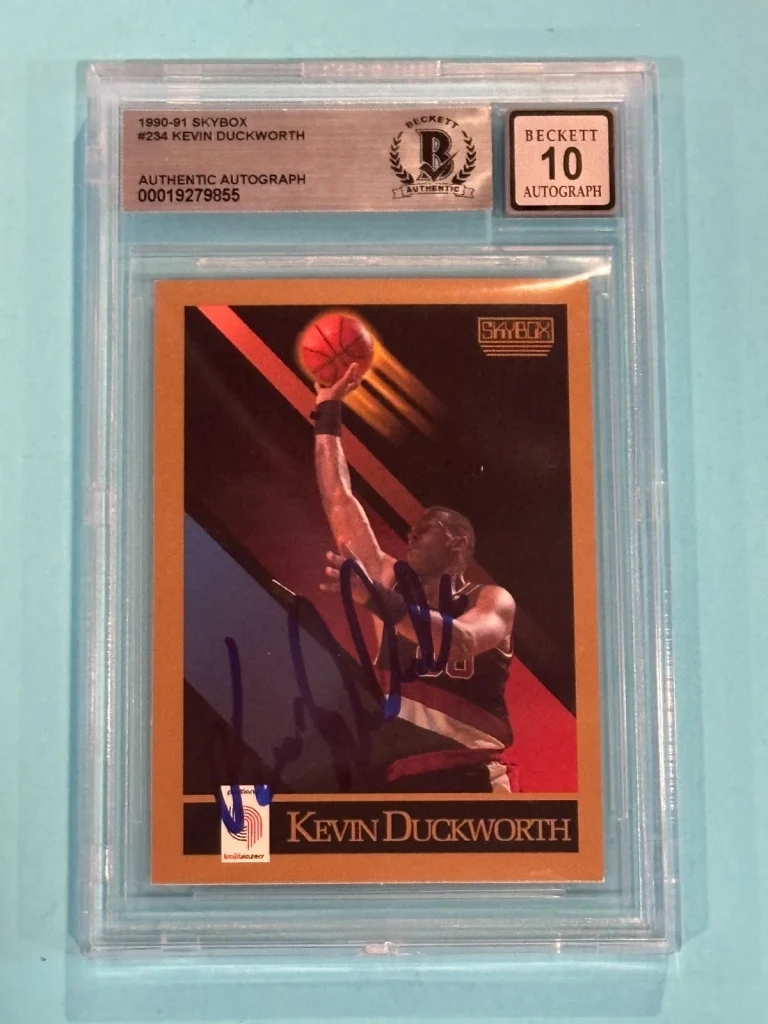KEVIN DUCKWORTH Signed 1990-91 SKYBOX Card #234 Beckett (BAS) AUTO 10
