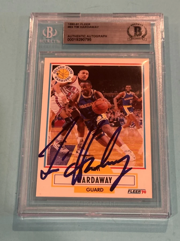 TIM HARDAWAY Signed 1990-91 FLEER ROOKIE Card #63 Beckett (BAS)
