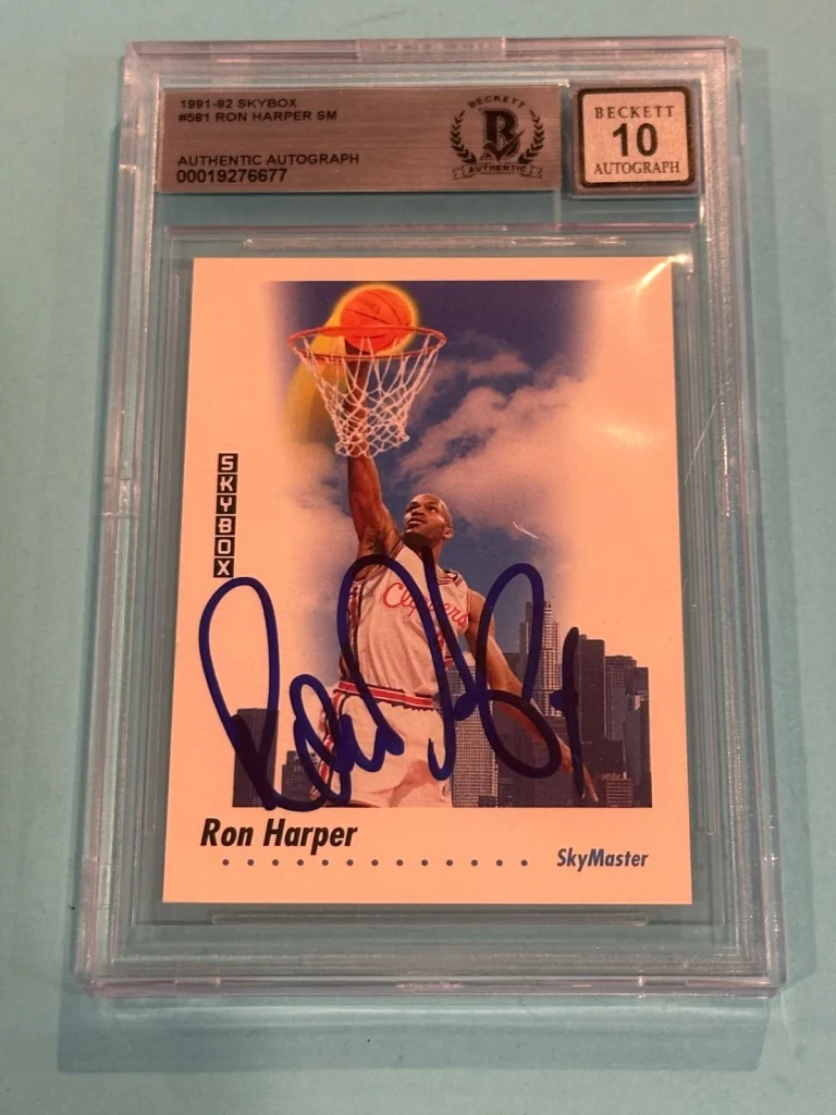 RON HARPER Signed 1991-92 SKYBOX Card #581 Beckett (BAS) AUTO 10