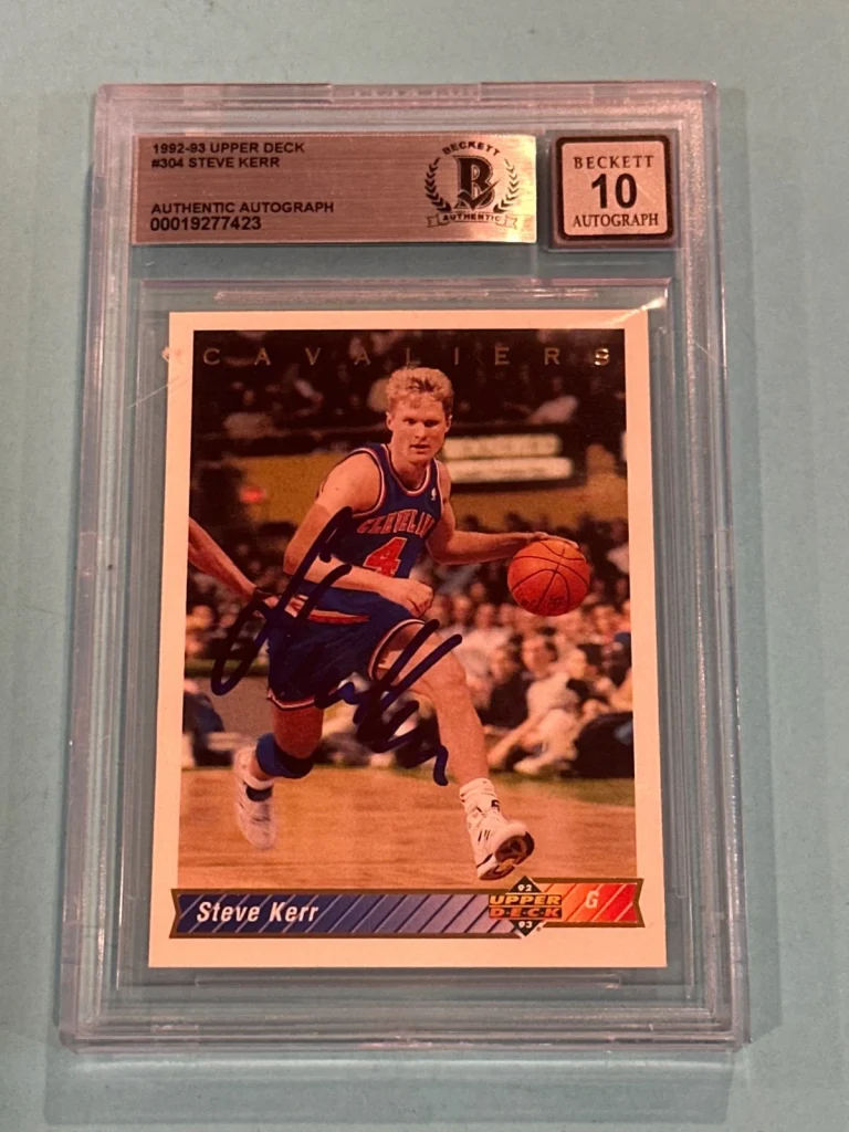 STEVE KERR Signed 1992-93 UPPER DECK Card #304 Beckett (BAS) AUTO 10