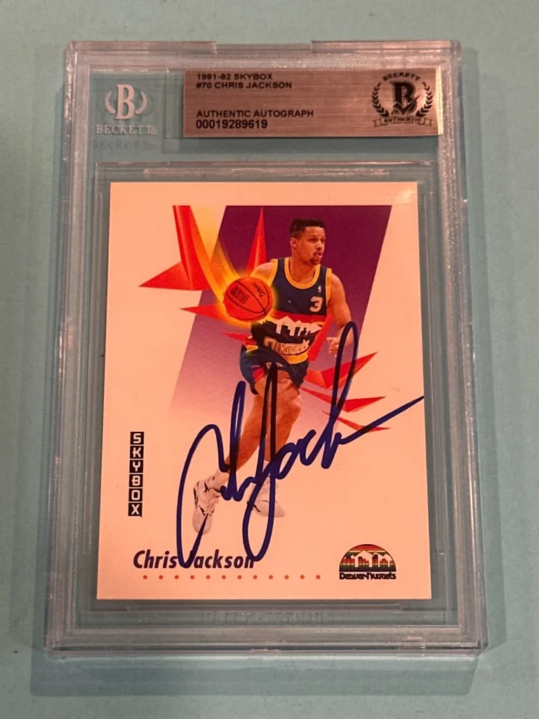 CHRIS JACKSON Signed 1991-92 SKYBOX Card #70 Beckett (BAS)