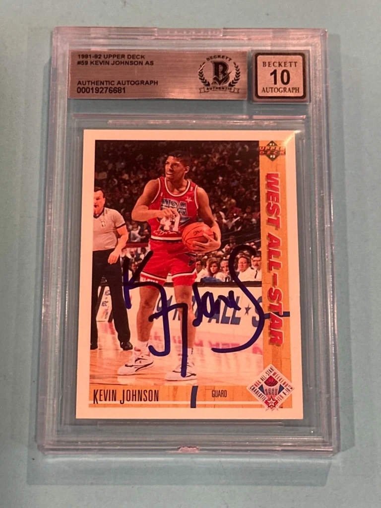 KEVIN JOHNSON Signed 1991-92 UPPER DECK Card #59 Beckett (BAS) AUTO 10