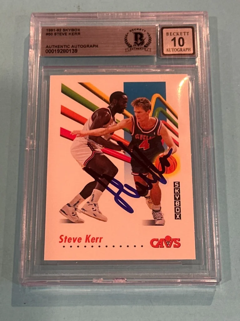 STEVE KERR Signed 1991-92 SKYBOX Card #50 Beckett (BAS) AUTO 10