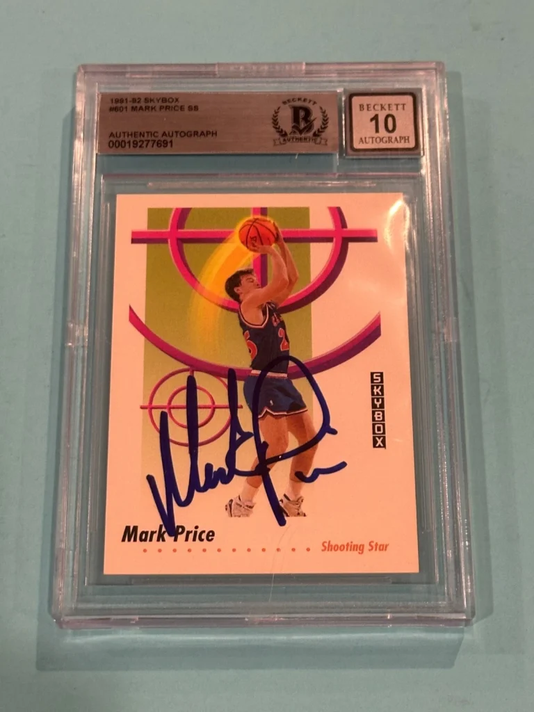 MARK PRICE Signed 1991-92 SKYBOX Card #601 Beckett (BAS) AUTO 10