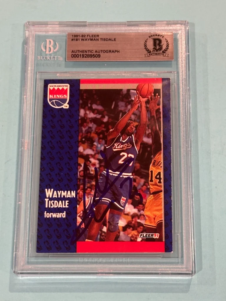 WAYMAN TISDALE Signed 1991-92 FLEER Card #181 Beckett (BAS)