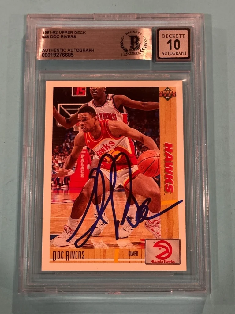 GLENN DOC RIVERS Signed 1991-92 UPPER DECK Card #46 Beckett (BAS) AUTO 10