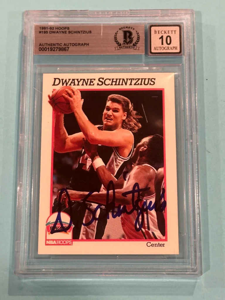 DWAYNE SCHINTZIUS Signed 1991-92 HOOPS Card #195 Beckett (BAS) AUTO 10