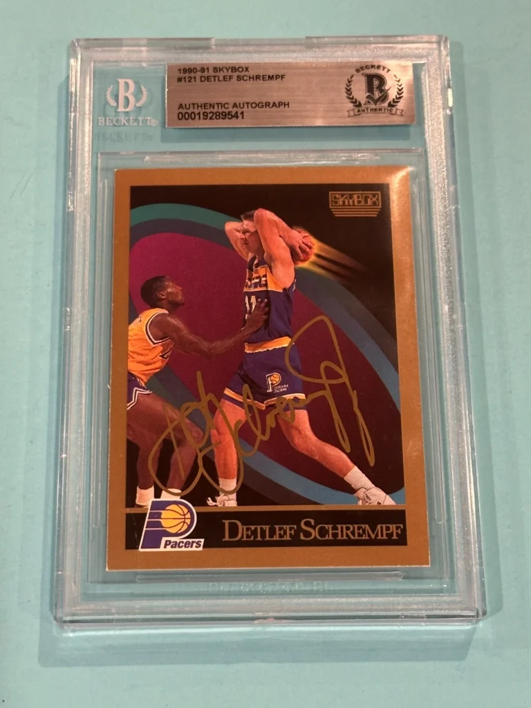 DETLEF SCHREMPF Signed 1990-91 SKYBOX Card #121 Beckett (BAS)