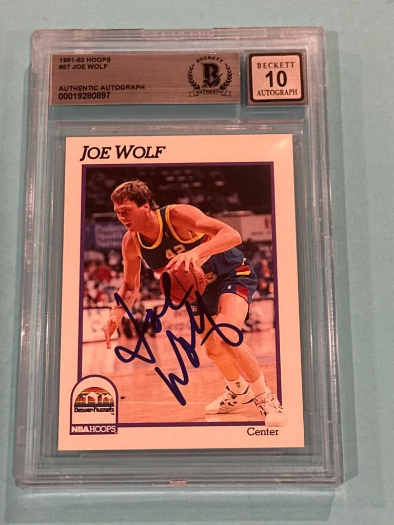 JOE WOLF Signed 1991-92 HOOPS Card #57 Beckett (BAS) AUTO 10