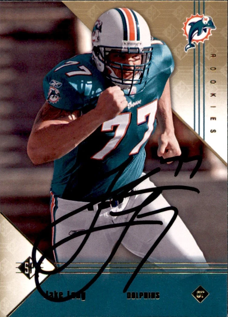 Jake Long Signed 2008 Upper Deck SP Rookie Card #129 Miami Dolphins