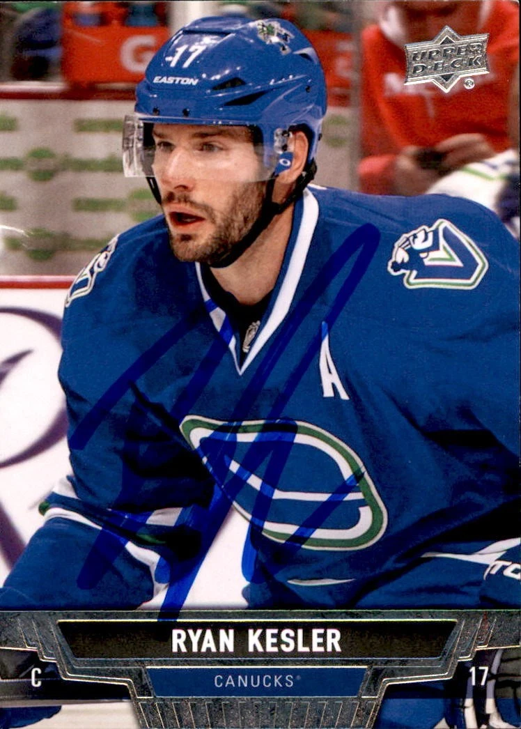 Ryan Kesler Signed 2013/14 Upper Deck Card #256 Vancouver Canucks
