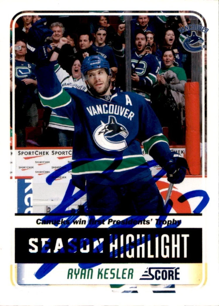 Ryan Kesler Signed 2001/02 Score Card #29 Glossy Vancouver Canucks