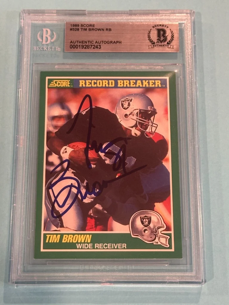 TIM BROWN Signed 1989 SCORE ROOKIE Card #328 Beckett BAS RC