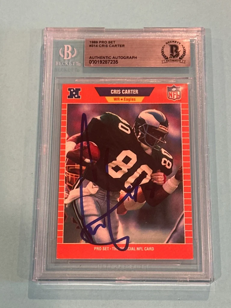 CRIS CARTER Signed 1989 PRO SET Card #314 Beckett BAS
