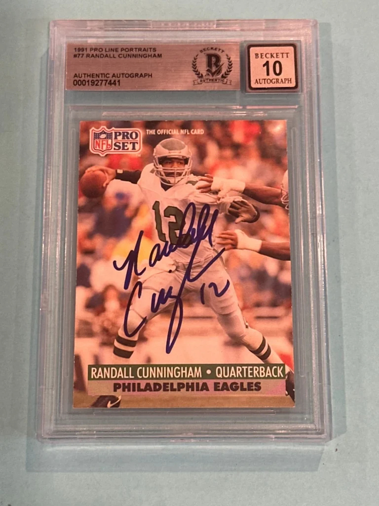 RANDALL CUNNINGHAM Signed 1991 PRO LINE PORTRAITS Card #77 Beckett BAS AUTO 10