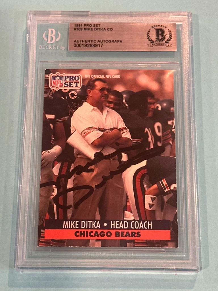 MIKE DITKA Signed 1991 PRO SET Card #108 Beckett BAS