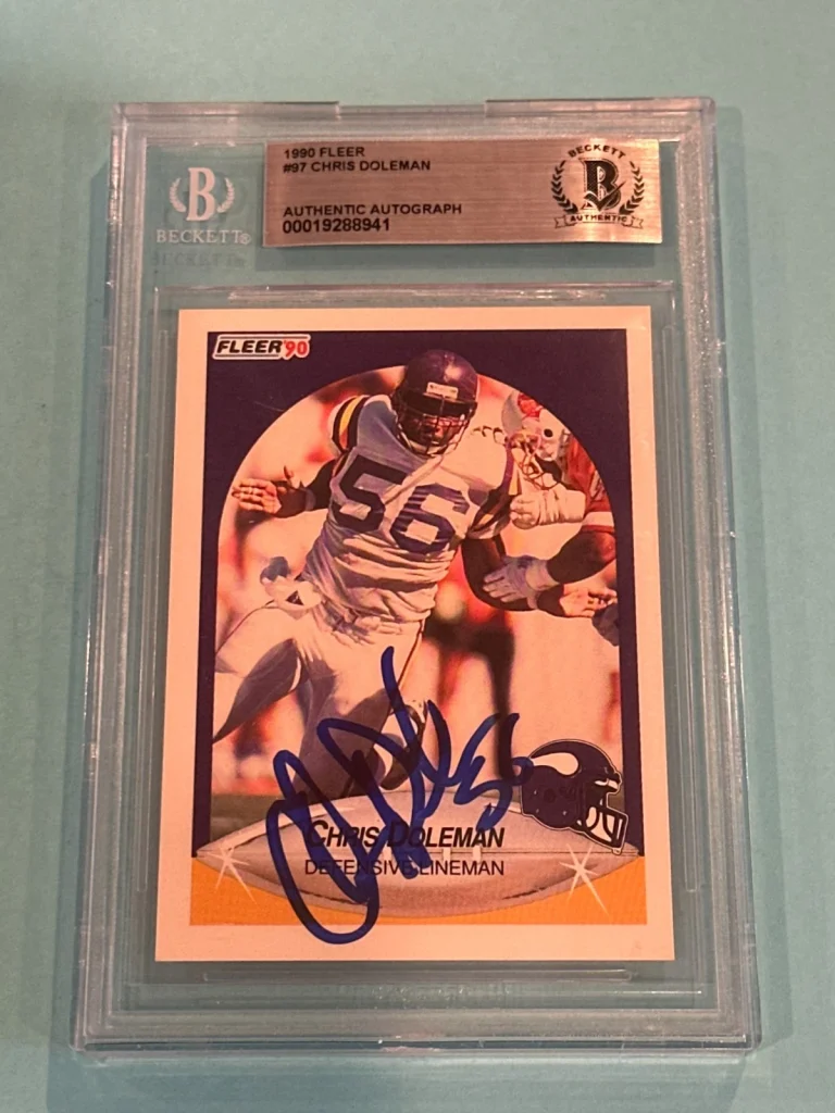 CHRIS DOLEMAN Signed 1990 FLEER Card #97 Beckett BAS