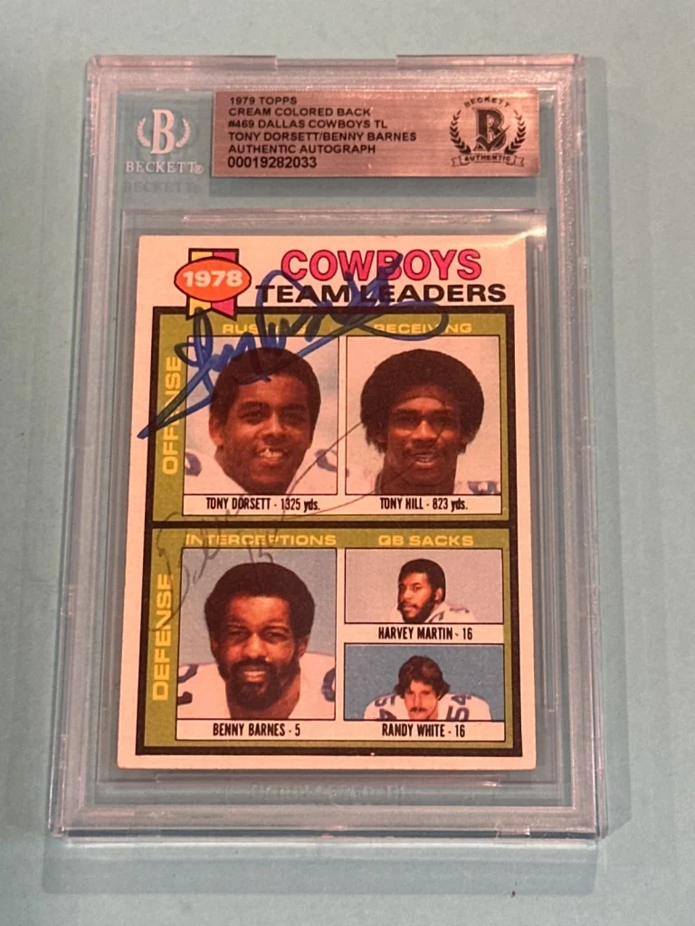 TONY DORSETT & BENNY BARNES Signed 1979 TOPPS Card #469 Beckett BAS